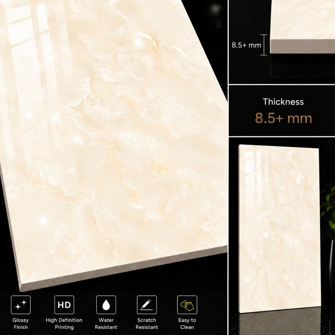 AL Petal Onyx Beige Marble Bathroom Tiles - My Home Studio